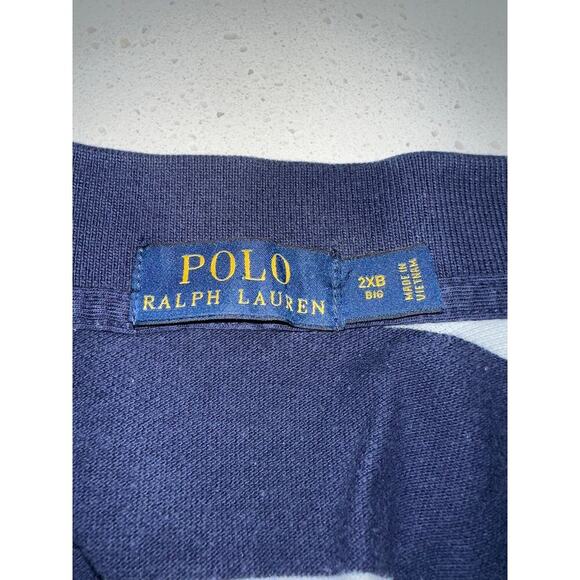 Polo Ralph Lauren Short Sleeve Shirt Navy White Stripe 2XB Classic Pony Logo - Picture 2 of 10